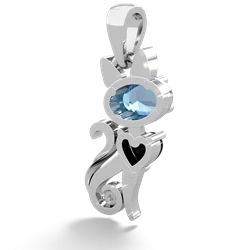 Blue Topaz Kitten 14K White Gold pendant P5780