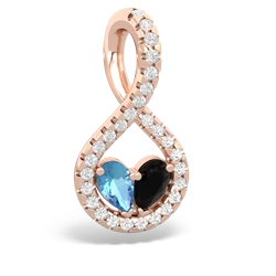 Blue Topaz Pave Twist 'One Heart' 14K Rose Gold pendant P5360