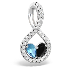 Blue Topaz Pave Twist 'One Heart' 14K White Gold pendant P5360