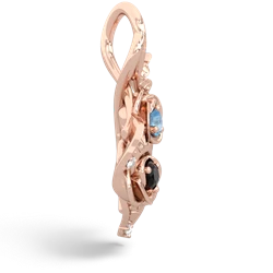 Blue Topaz Rose Vine 14K Rose Gold pendant P5680