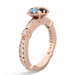 Blue Topaz Sparkling Tiara Cluster 14K Rose Gold ring R26293RD