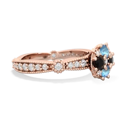 Blue Topaz Sparkling Tiara Cluster 14K Rose Gold ring R26293RD