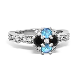 Blue Topaz Sparkling Tiara Cluster 14K White Gold ring R26293RD