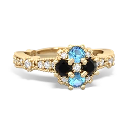 Blue Topaz Sparkling Tiara Cluster 14K Yellow Gold ring R26293RD