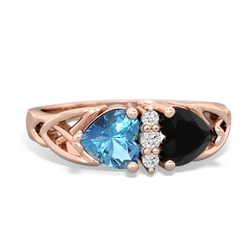 Blue Topaz Celtic Knot Double Heart 14K Rose Gold ring R5040