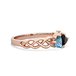 Blue Topaz Heart To Heart Braid 14K Rose Gold ring R5870