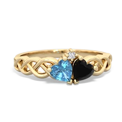 Blue Topaz Heart To Heart Braid 14K Yellow Gold ring R5870