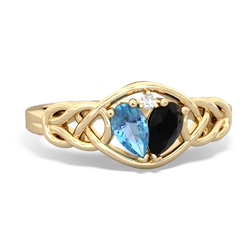 Blue Topaz Celtic Love Knot 14K Yellow Gold ring R5420