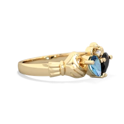 Blue Topaz 'Our Heart' Claddagh 14K Yellow Gold ring R2388