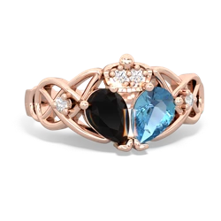 Blue Topaz 'One Heart' Celtic Knot Claddagh 14K Rose Gold ring R5322