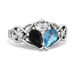 Blue Topaz 'One Heart' Celtic Knot Claddagh 14K White Gold ring R5322