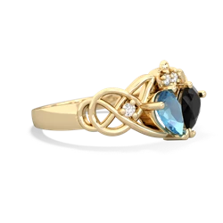 Blue Topaz 'One Heart' Celtic Knot Claddagh 14K Yellow Gold ring R5322