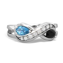 Blue Topaz Diamond Infinity 14K White Gold ring R5390