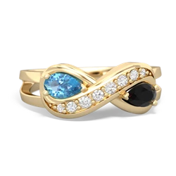 Blue Topaz Diamond Infinity 14K Yellow Gold ring R5390