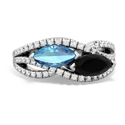 Blue Topaz Diamond Rivers 14K White Gold ring R3070