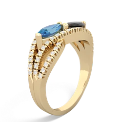 Blue Topaz Diamond Rivers 14K Yellow Gold ring R3070