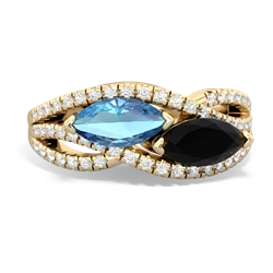 Blue Topaz Diamond Rivers 14K Yellow Gold ring R3070