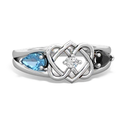 Blue Topaz Hearts Intertwined 14K White Gold ring R5880