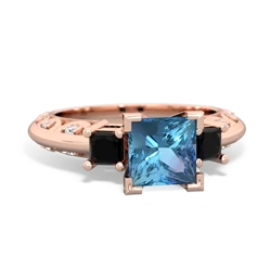 Blue Topaz Eternal Embrace Engagement 14K Rose Gold ring C2001