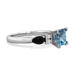 Blue Topaz 6Mm Princess Eternal Embrace Engagement 14K White Gold ring C2002