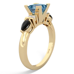 Blue Topaz 6Mm Princess Eternal Embrace Engagement 14K Yellow Gold ring C2002