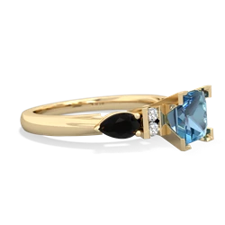 Blue Topaz 6Mm Princess Eternal Embrace Engagement 14K Yellow Gold ring C2002