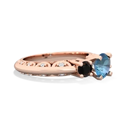 Blue Topaz Art Deco Eternal Embrace Engagement 14K Rose Gold ring C2003