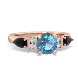 Blue Topaz 6Mm Round Eternal Embrace Engagement 14K Rose Gold ring R2005