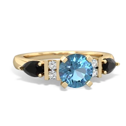 Blue Topaz 6Mm Round Eternal Embrace Engagement 14K Yellow Gold ring R2005