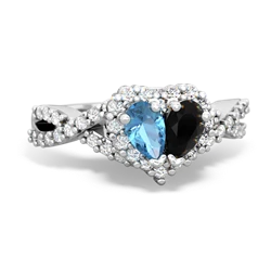 Blue Topaz Diamond Twist 'One Heart' 14K White Gold ring R2640HRT