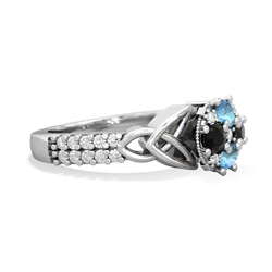 Blue Topaz Celtic Knot Cluster Engagement 14K White Gold ring R26443RD