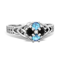 Blue Topaz Celtic Knot Cluster Engagement 14K White Gold ring R26443RD