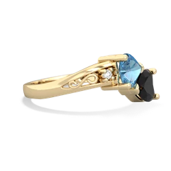 Blue Topaz Snuggling Hearts 14K Yellow Gold ring R2178