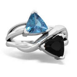 Blue Topaz Split Band Swirl 14K White Gold ring R2341