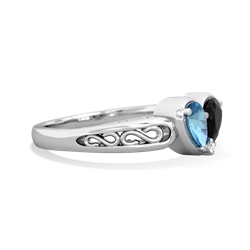 Blue Topaz Filligree 'One Heart' 14K White Gold ring R5070