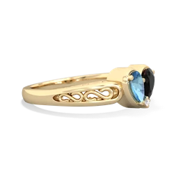 Blue Topaz Filligree 'One Heart' 14K Yellow Gold ring R5070