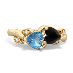 Blue Topaz Floral Elegance 14K Yellow Gold ring R5790