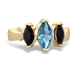 Blue Topaz Three Peeks 14K Yellow Gold ring R2433