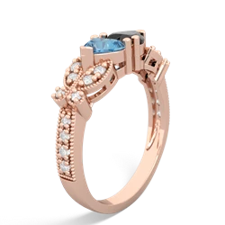 Blue Topaz Diamond Butterflies 14K Rose Gold ring R5601