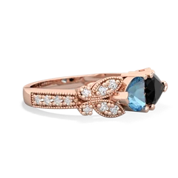 Blue Topaz Diamond Butterflies 14K Rose Gold ring R5601