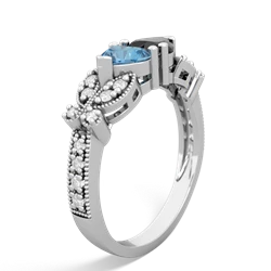 Blue Topaz Diamond Butterflies 14K White Gold ring R5601