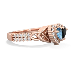 Blue Topaz Celtic Knot Two Hearts As One 14K Rose Gold ring R2644HRT