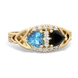 Blue Topaz Sparkling Celtic Knot 14K Yellow Gold ring R2645