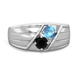 Blue Topaz Men's Streamline 14K White Gold ring R0460