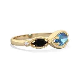 Blue Topaz Milgrain Marquise 14K Yellow Gold ring R5700