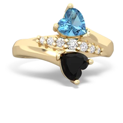 Blue Topaz Heart To Heart 14K Yellow Gold ring R2064