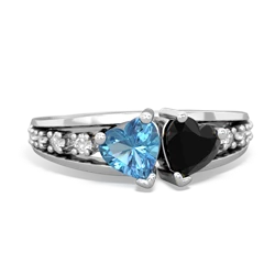 Blue Topaz Heart To Heart 14K White Gold ring R3342