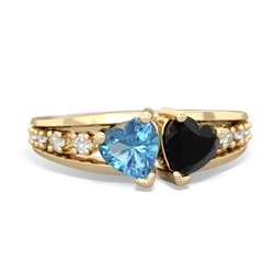 Blue Topaz Heart To Heart 14K Yellow Gold ring R3342