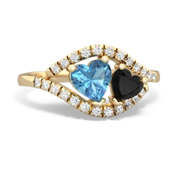 Blue Topaz Mother And Child 14K Yellow Gold ring R3010