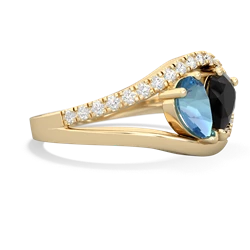 Blue Topaz Nestled Heart Keepsake 14K Yellow Gold ring R5650